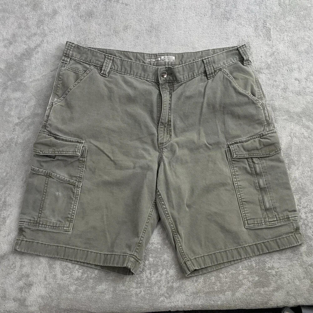 Carhartt Shorts Men 40 Rugged Flex Relaxed Fit Canvas Utility Workwear Green 10”